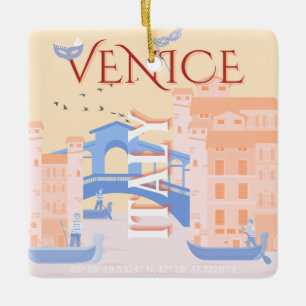 Venice Travel Art, Italy, Travel Art, Retro Ceramic Ornament