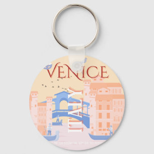 Venice Travel Art, Italy, Travel Art, Retro Key Ring