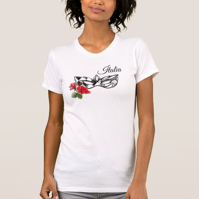*~* Venice Venetian Mask and Rose Italy Italia T-Shirt (Front)