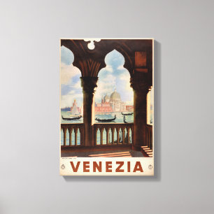 Venice Venezia Vintage Travel Poster Restored Canvas Print