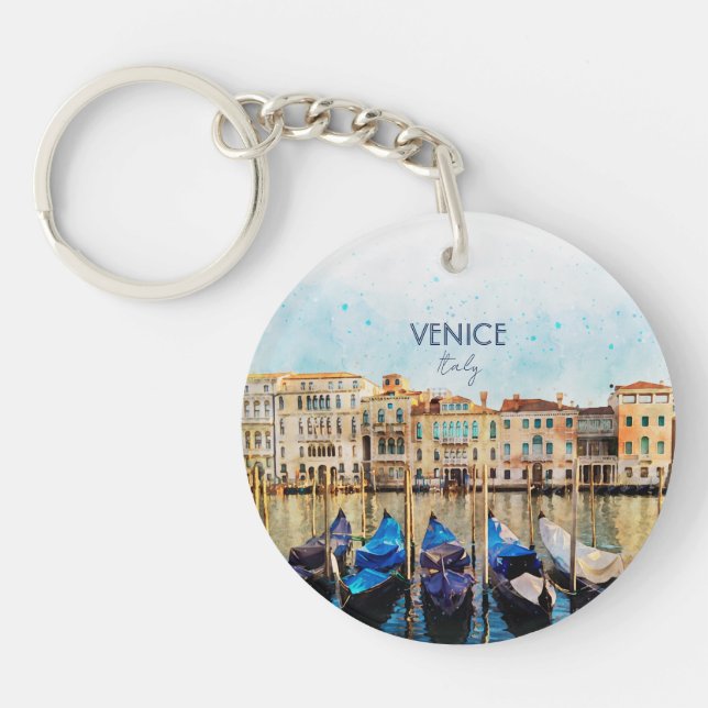 VENICE VENEZIA watercolor - Italy Travel souvenir Key Ring (Front)