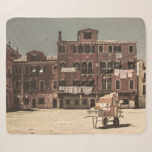 Venice vintage-style landscape sherpa blanket