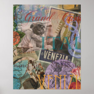 Venice Vintage Trendy Italy Travel Collage Poster