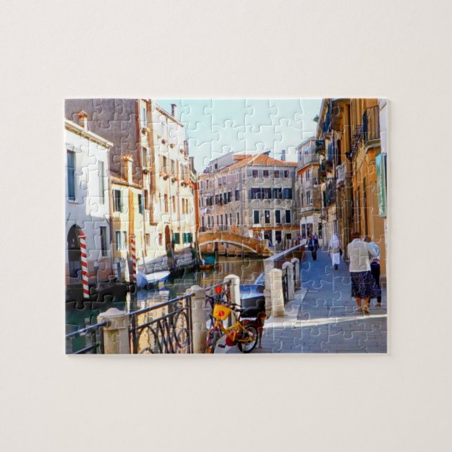 Venice walkway by Italian river canal, Italy Jigsaw Puzzle (Horizontal)