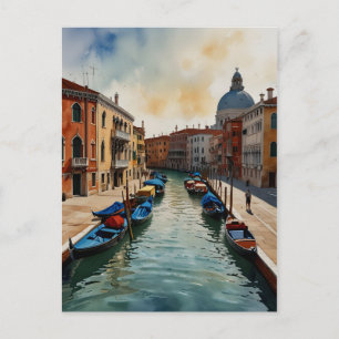 Venice watercolor art postcard
