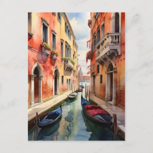Venice watercolor art postcard