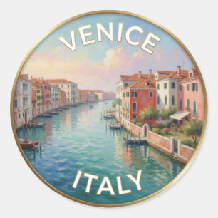 Venice Waterfront Reflections Italy Travel  Classic Round Sticker