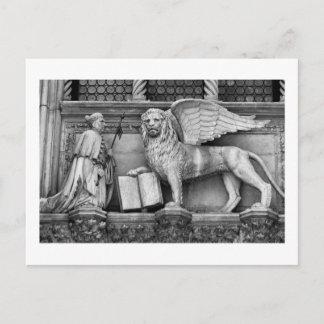 VENICE WINGED LION B/W POSTCARD