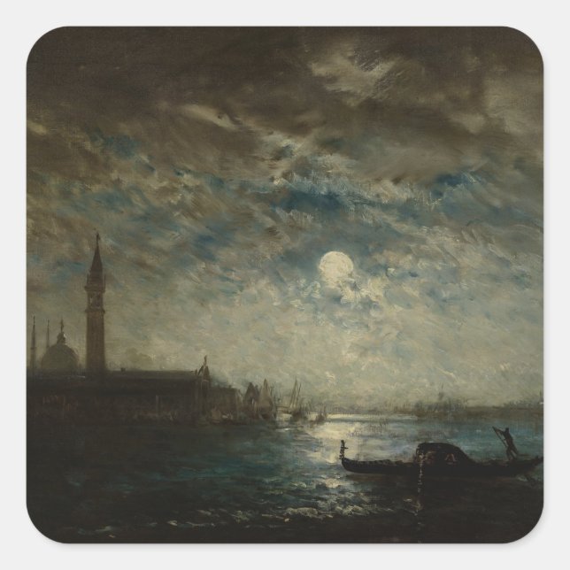 Venise et le Campanile au Clair de Lune  Square Sticker (Front)