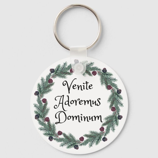 Venite Adoremus Dominum Latin Religious Christmas Key Ring (Front)