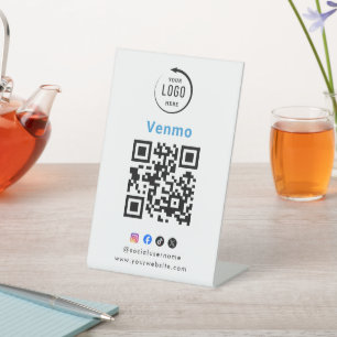 Venmo Payment Tabletop Sign   QR Code Scan to Pay