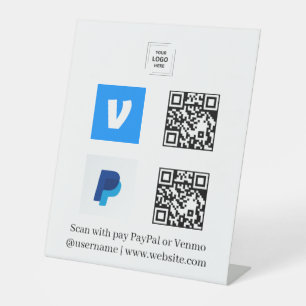Venmo & PayPal QR Code Scan to Pay Logo Pedestal  Sign