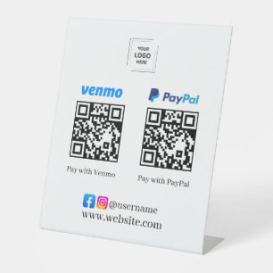 Venmo PayPal QR Code Scan to Pay Pedestal Sign