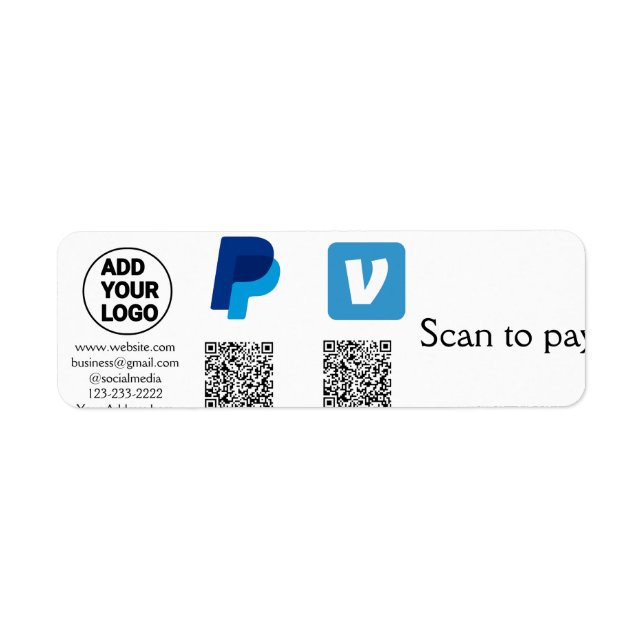 Venmo paypal scan to pay add q r code logo text na (Front)