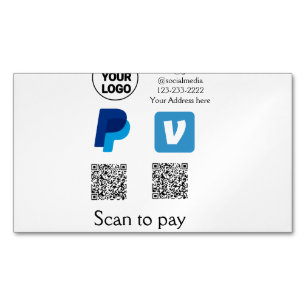 Venmo paypal scan to pay add q r code logo text na magnetic business card