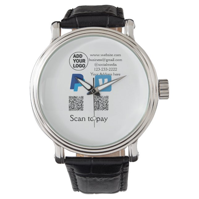 Venmo paypal scan to pay add q r code logo text na watch (Front)