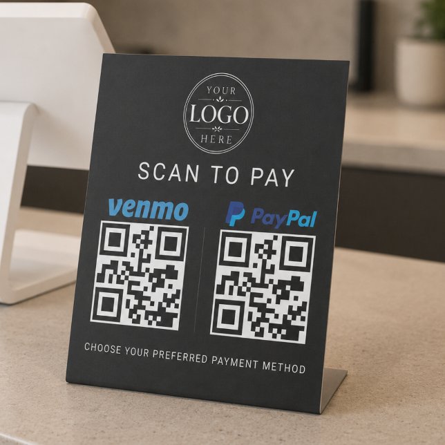 Venmo Paypal Scan to Pay Tabletop Display Pedestal Sign (Creator Uploaded)