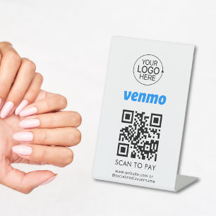Venmo QR Code Contactless Payment Add Logo Pedestal Sign