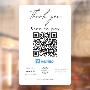 Venmo QR Code Logo Scan to Pay Thank you