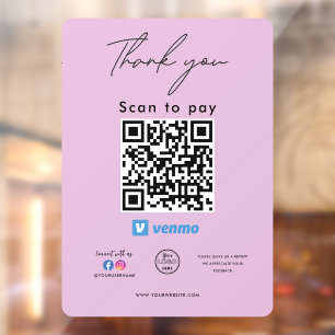 Venmo QR Code Logo Thank you Scan to Pay