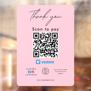 Venmo QR Code Logo Thank you Scan to Pay