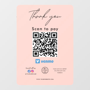 Venmo QR Code Logo Thank you Scan to Pay