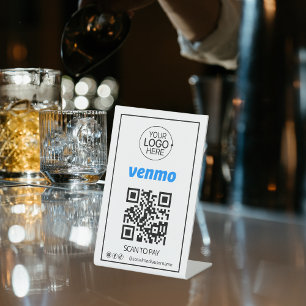Venmo QR Code Payment Add Logo Social Media Pedestal Sign