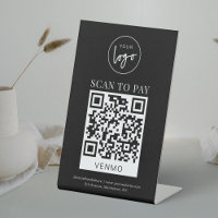 Venmo QR Code Payment Minimal Black Logo Pay Here