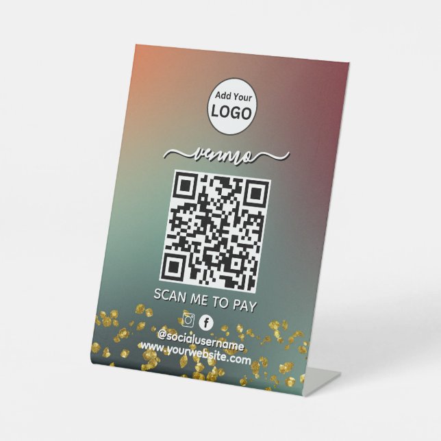 Venmo QR Code Payment | Scan to Pay Business Logo  Pedestal Sign (Front)