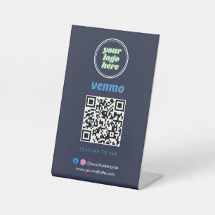 Venmo QR Code Payment   Scan to Pay Business Logo Pedestal Sign