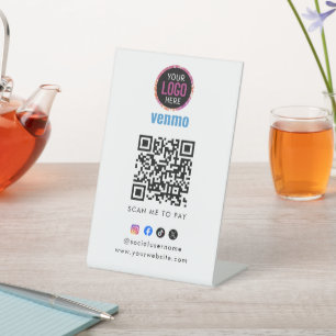 Venmo QR Code Payment   Scan to Pay Business Logo  Pedestal Sign