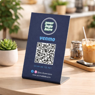 Venmo QR Code Payment Scan to Pay Business Logo Pedestal Sign