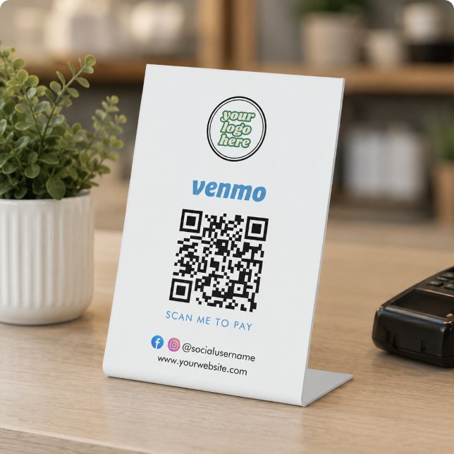 Venmo QR Code Payment | Scan to Pay Business Logo Pedestal Sign (Venmo QR Code Payment | Scan to Pay Business Logo Pedestal Sign)