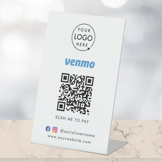 Venmo QR Code Payment | Scan to Pay Business Logo Pedestal Sign (Creator Uploaded)