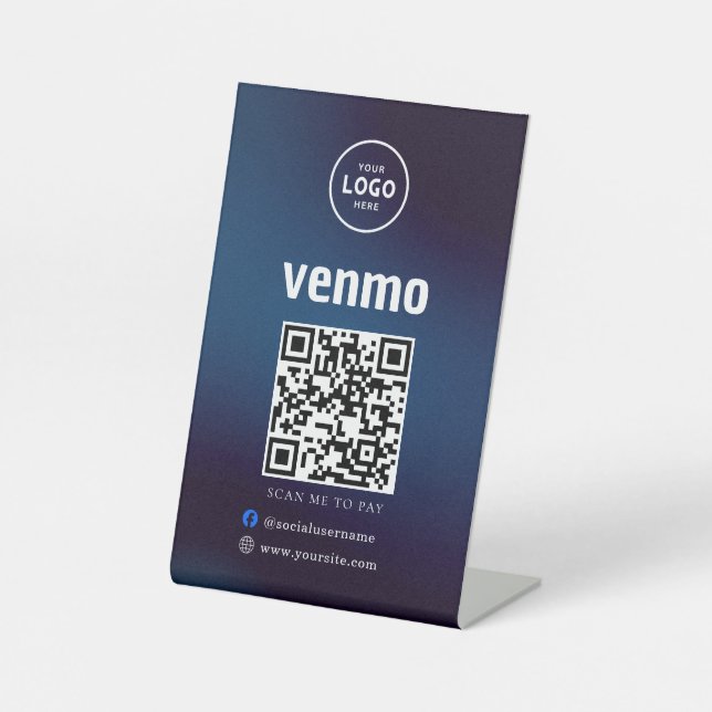Venmo QR Code Payment | Scan to Pay Business Logo Pedestal Sign (Front)