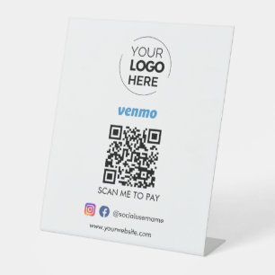 Venmo QR Code Payment   Scan to Pay Business Logo Pedestal Sign