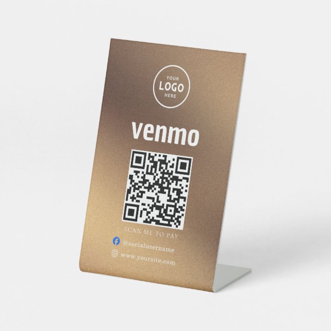Venmo QR Code Payment | Scan to Pay Business Logo Pedestal Sign (Front)