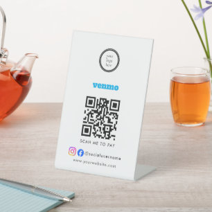 Venmo QR Code Payment   Scan to Pay Business Logo Pedestal Sign