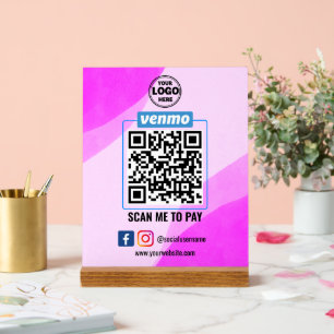 Venmo QR Code Payment   Wight Scan to Pay Business Acrylic Sign