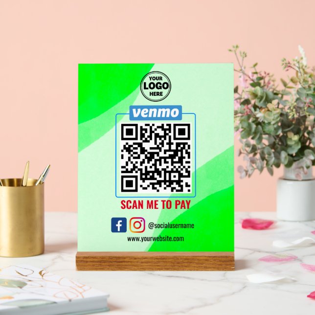 Venmo QR Code Payment | Wight Scan to Pay Business Acrylic Sign (Wedding)
