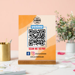 Venmo QR Code Payment   Wight Scan to Pay Business Acrylic Sign