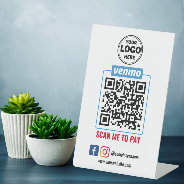 Venmo QR Code Payment | Wight Scan to Pay Business Pedestal Sign (Venmo QR Code Payment | Wight Scan to Pay Business Pedestal Sign)
