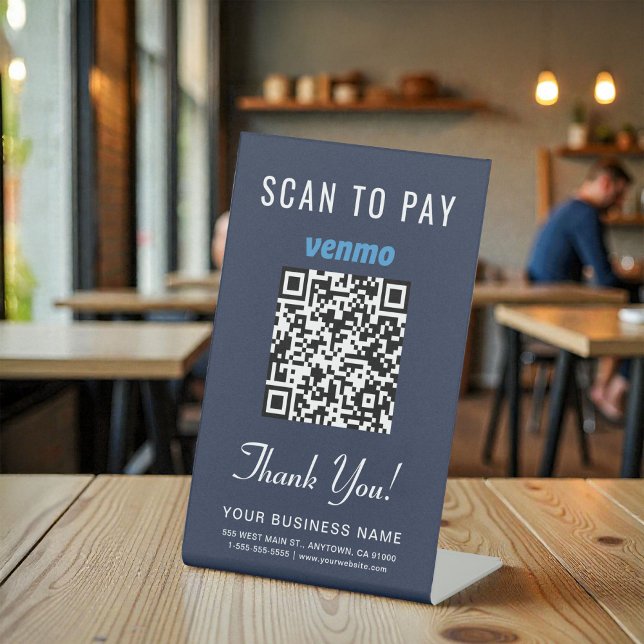 Venmo QR Code Scan to Pay Blue Business Pedestal Sign (Venmo QR Code Scan to Pay Blue Business Pedestal Sign)