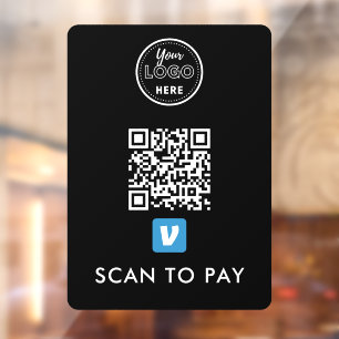 Venmo QR Code Scan to Pay Modern Logo Black