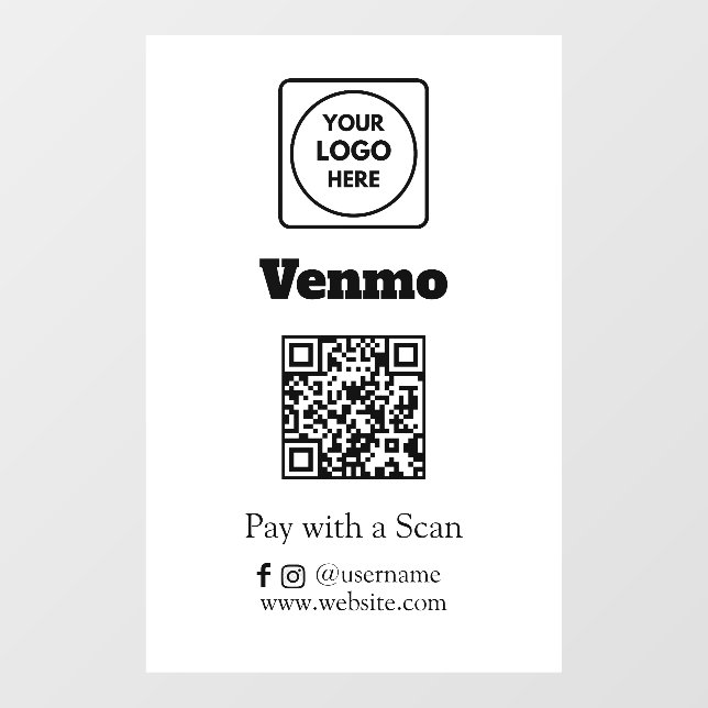 Venmo QR Payment | Scan to Pay Business Display (Sheet)