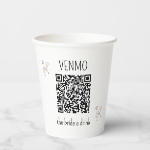 VENMO the Bride a Drink QR Code Bachelorette Party Paper Cups