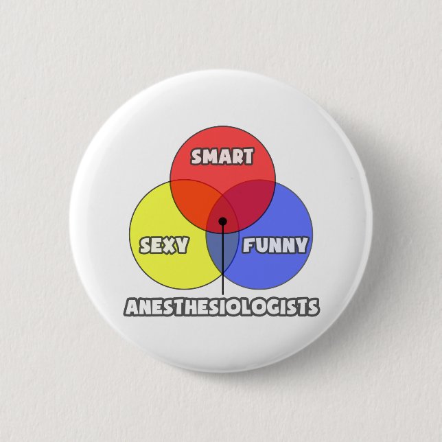 Venn Diagram .. Anesthesiologists 6 Cm Round Badge (Front)