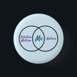 Venn diagram double diagnosis button<br><div class="desc">A Venn diagram for people with multiple diagnoses showing two overlapping circles labelled "selective mutism" and "autism" with "me" in the middle.  Can be customised for another diagnosis,  personal identity,  or person.</div>