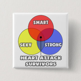 Venn Diagram .. Heart Attack Survivors 15 Cm Square Badge