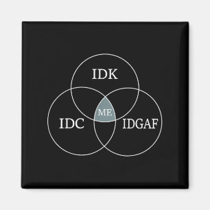Venn Diagram Idgaf Funny Meme Science Scifi Idc Id Magnet